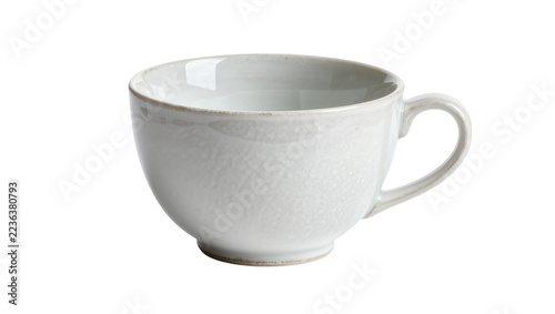 Fotografie Textured ceramic teacup with handle, isolated on transparent background