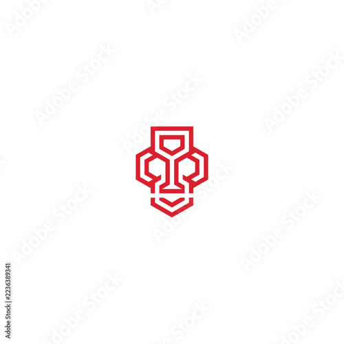 Glass of drink in hexagons, logo design.