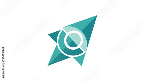 Abstract teal geometric arrow pointer logo.