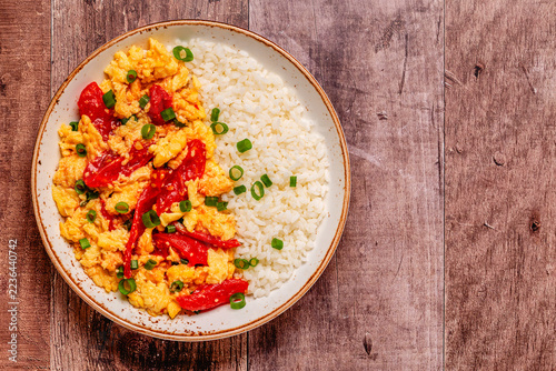 Chinese scrambled eggs with tomatoes.