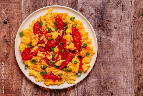 Chinese scrambled eggs with tomatoes.