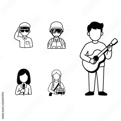 People professions outline style set