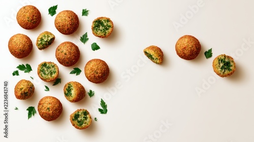 Delicious Middle Eastern Food Scene Featuring Freshly Made Falafel Balls with Herbs