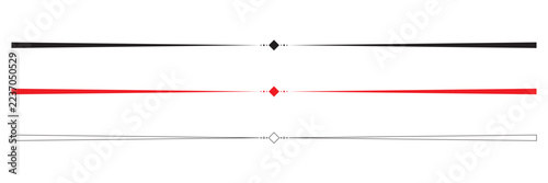 Decorative Horizontal Line Divider Vector Set in Black and Red Colors with Elegant Outline Style, Minimalist Ornamental Border Elements for Page Separation, Invitations, Posters, Banners. 