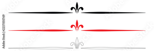 Decorative Horizontal Line Divider Vector Set in Black and Red Colors with Elegant Outline Style, Minimalist Ornamental Border Elements for Page Separation, Invitations, Posters, Banners. 