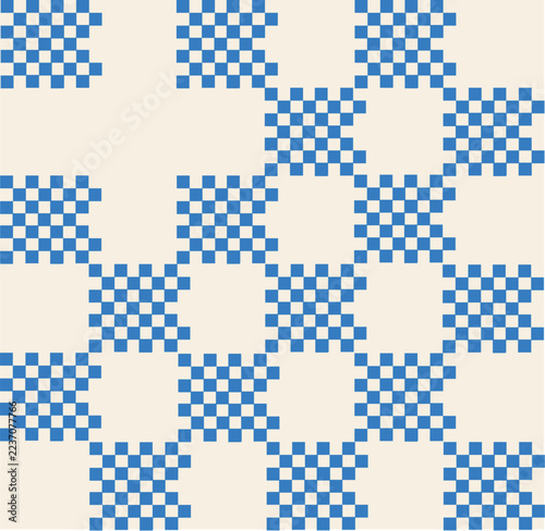 Abstract Blue Pixel Checkerboard Pattern 