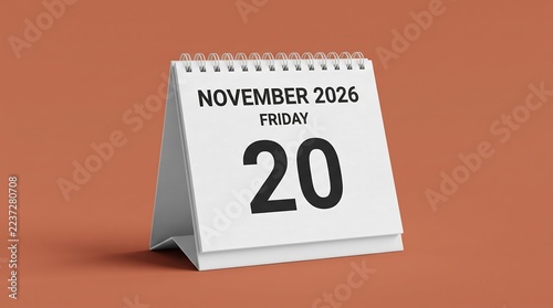 White Calendar Page Showing November Twenty Twenty Twenty Six Date Friday