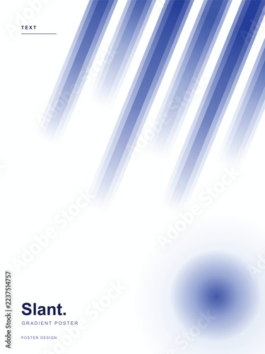 Abstract Blue Gradient Poster with Diagonal Stripes and Soft Glowing Circle