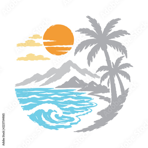 Summer vibe graphic illustration vector art t-shirt design