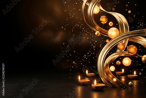 Golden dragon statue with sparks and dark background